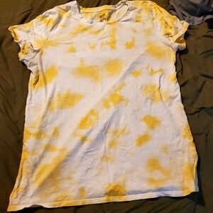 PINK white and yellow tye die crew neck shirt